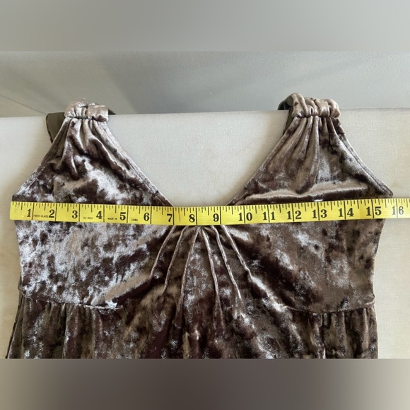 Vintage Mango velvet midi dress soft brown size S-M - Picture 10 of 11